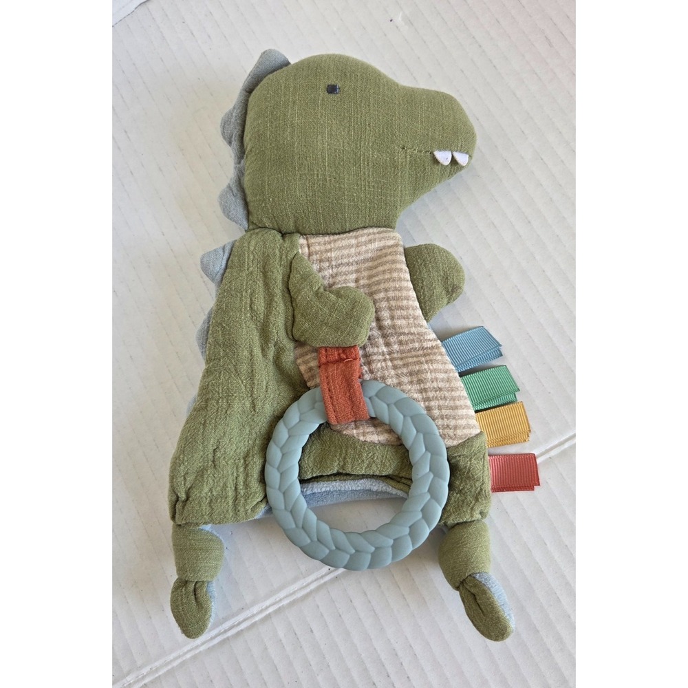 Itzy Ritzy Dinosaur T Rex Rattle Crinkle Teether Lovey Security Soother Baby 9"